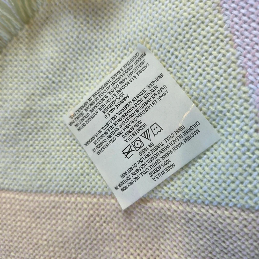 Woven Baby Blanket Pastel Safari Animal Fringe Trim Throw